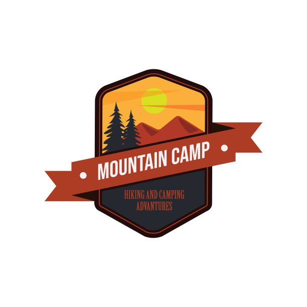 复古户外营地徽章和标志标志矢量设计图片下载
