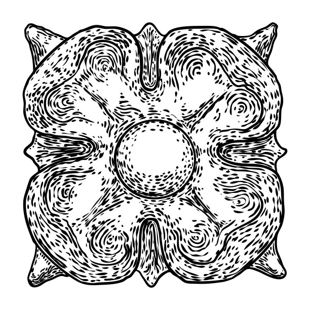 漂亮的手绘巴洛克元素或复古补丁围巾，印花或织物设计。装饰大理石石材建筑元素。圆形花卉的风格。向量。图片下载