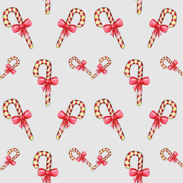 圣诞糖果拐杖手绘无尽的图案。图片下载