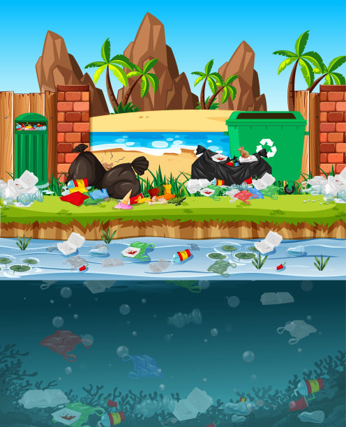 河水被塑料袋污染图片下载