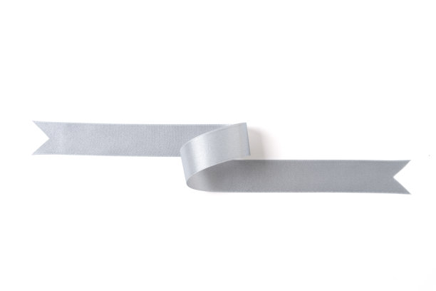 白色背景上的银色横幅丝带标签图片下载