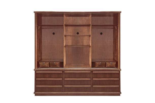 红色木制衣柜孤立在白色背景图片下载