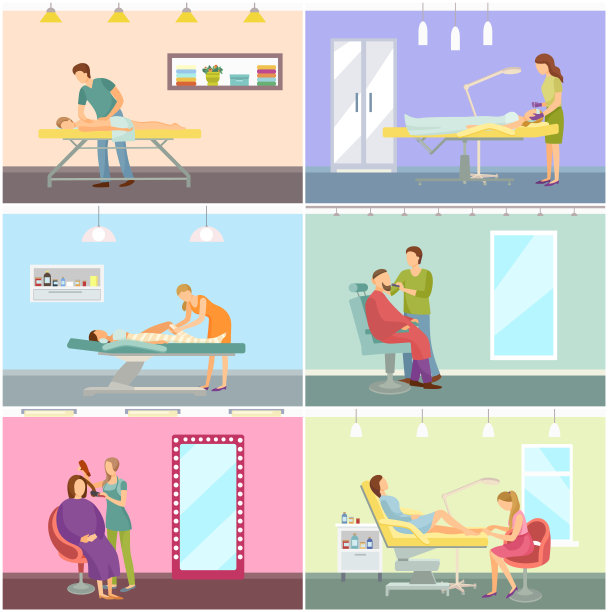 水疗沙龙，化妆师和足疗工作的客户图片下载