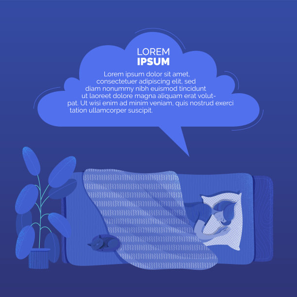 睡女人在黑暗的卧室矢量横幅模板图片下载