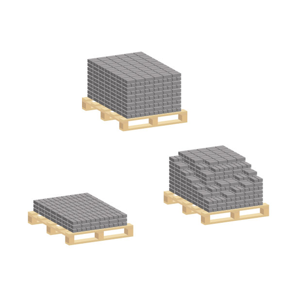在托盘上的一套铺路板。矢量等距和3D视图。图片下载
