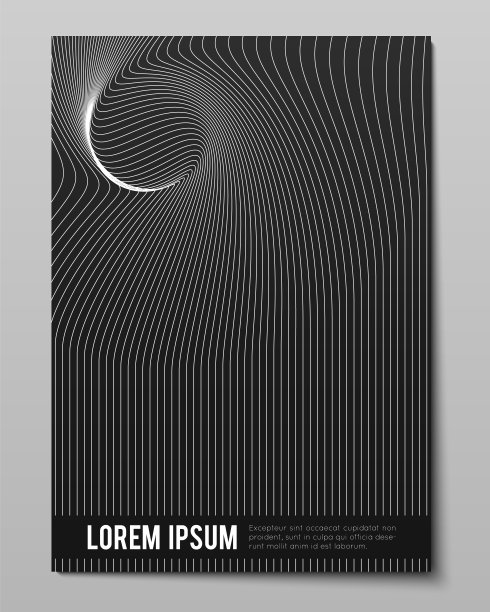 覆盖条纹黑白色翘线。视觉错觉效果，op艺术。矢量装饰封面为您的设计。弯曲的线条图片下载