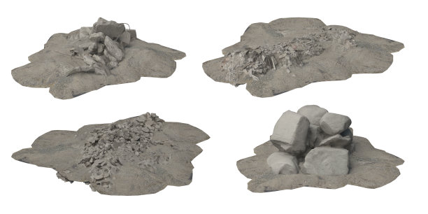 成堆的碎石和碎片孤立在白色的背景3d插图图片下载