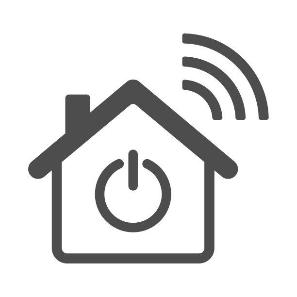 智能家居矢量图标电源按钮和电波隔离在白色背景。智能家居自动化控制系统库存矢量插图为web，移动应用程序和用户界面。物联网技术的概念图片下载