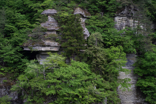 日本福岛县下吾的火山岩层图片下载