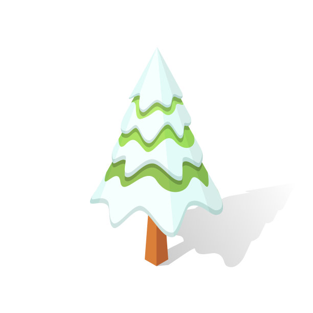 孤立的低聚圣诞树在白色的背景8。图片下载