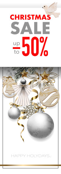 装饰着雪花、球和松树的圣诞促销横幅。向量图片下载