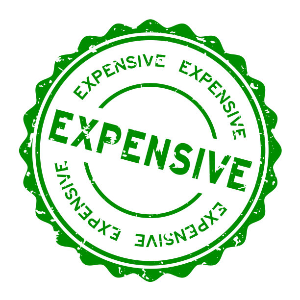 垃圾绿色昂贵字圆形橡皮印章印章上的白色背景图片下载