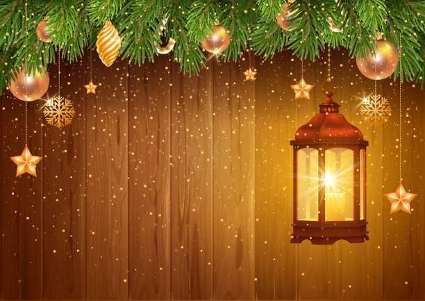 圣诞和新年设计与圣诞灯笼图片下载