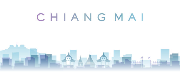 清迈透明层渐变地标天际线图片下载