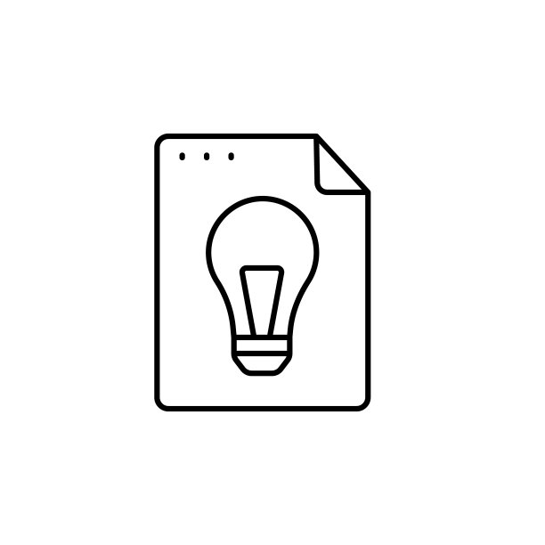 文件文档灯泡图标：简单的UI/UX网站或移动应用线性轮廓矢量图标图片下载