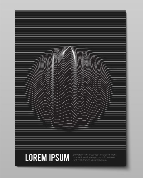 覆盖条纹黑白色翘线。视觉错觉效果，op艺术。矢量装饰封面为您的设计。弯曲的线条图片下载