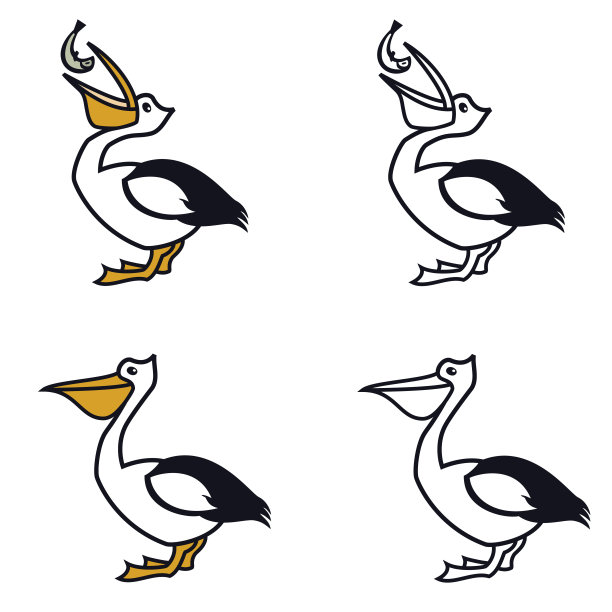 鹈鹕向量线图标的鸟类颜色的标志设计图片下载