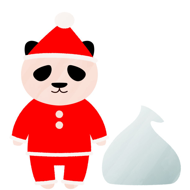 熊猫圣诞老人的插画图片下载