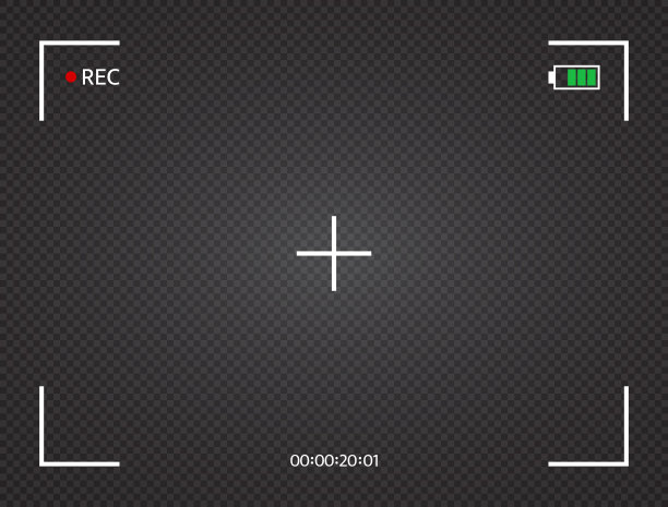 数码相机显示。相机坐标系。取景器的屏幕。相框。黑色摄像头显示界面。屏幕录制视频。矢量图图片下载