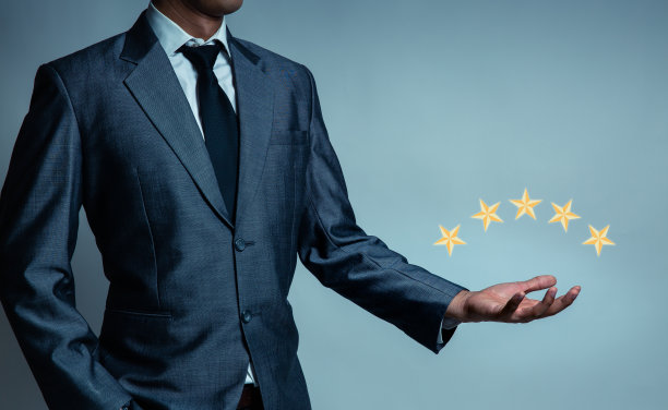 商家是给予星级评价以表示满意，商业背景，分析营销是划分等级的商业服务和产品。图片下载