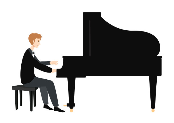 白色背景上的音乐家插画图片下载