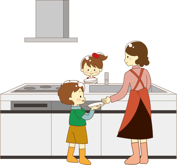 厨房里的插图图片下载