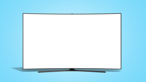 弯曲空屏幕fuhd电视3d渲染蓝色梯度图片下载