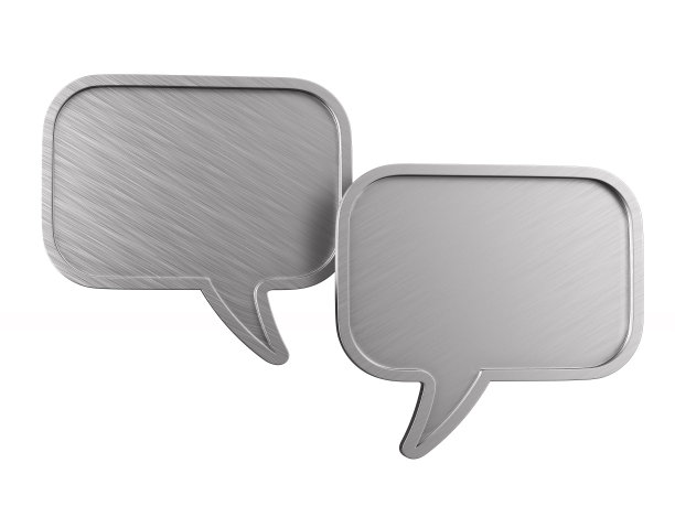 金属气泡说话，白色背景。孤立的3 d演示图片下载