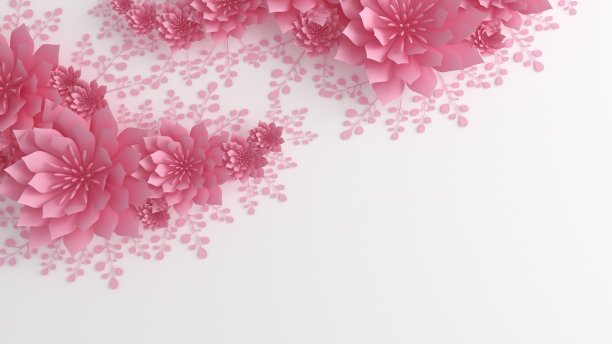 纸花。婚礼装饰，为您设计打印产品的背景，壁纸。3d插图，3d渲染。图片下载