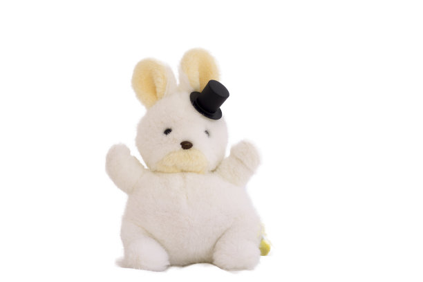 白色背景上的毛绒兔子图片下载