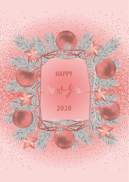 金几何相框圣诞卡图片下载