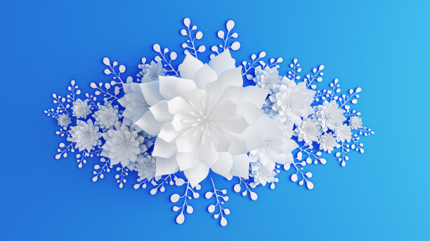 纸花。婚礼装饰，为您设计打印产品的背景，壁纸。3d插图，3d渲染。图片下载