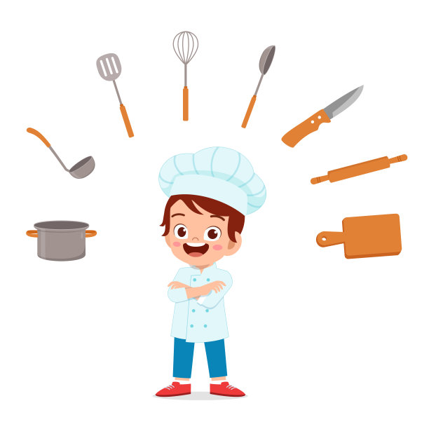 快乐可爱的小男孩穿着厨师服图片下载