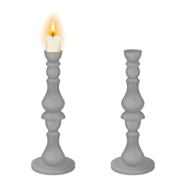 白色背景上的烛台。卡通矢量插图。孤立在白色的。设计对象，贺卡，请柬。图片下载