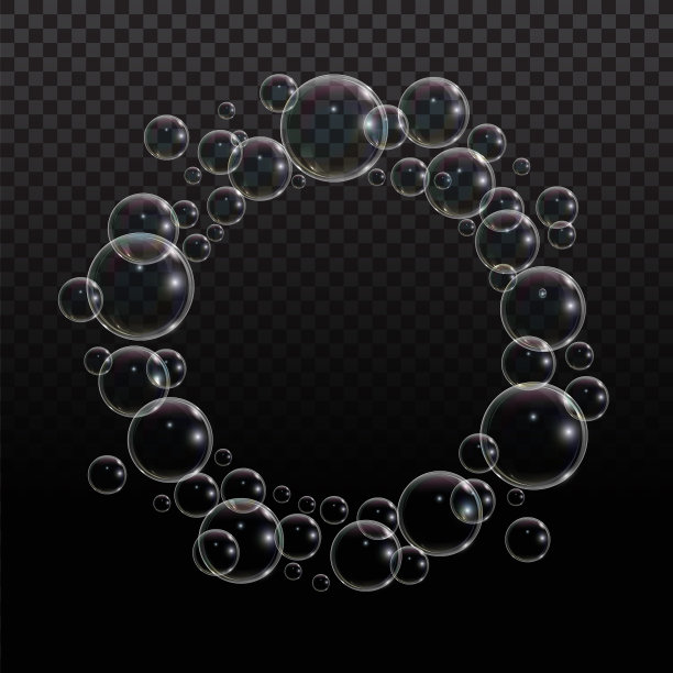 沐浴泡沫肥皂与气泡隔离矢量插图透明背景。圆形框架与肥皂泡沫泡沫向量插图。图片下载