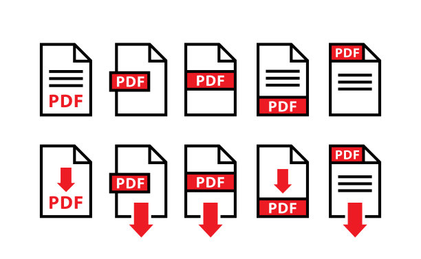 Pdf文件下载图标。矢量符号图片下载