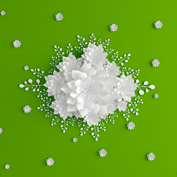 纸花。婚礼装饰，为您设计打印产品的背景，壁纸。3d插图，3d渲染。图片下载