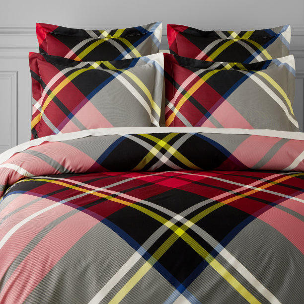 儿童床上用品:男孩经典红蓝格子床上用品图片下载