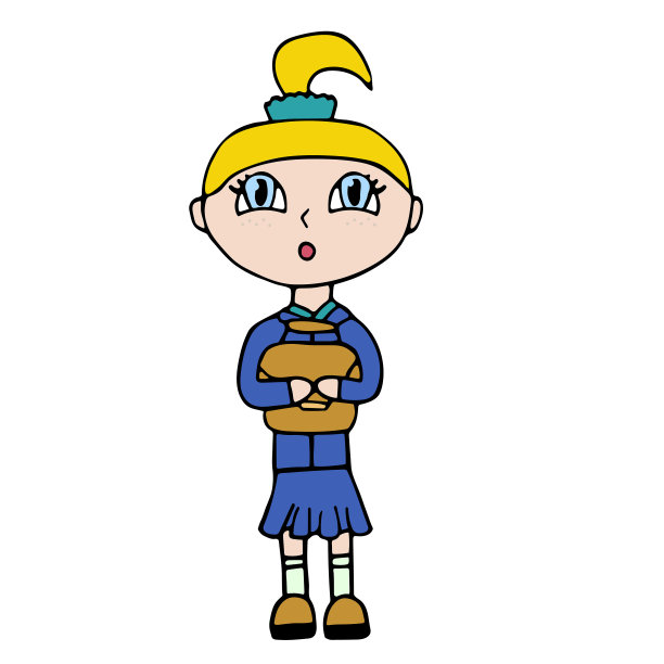 穿着校服的白色小女孩拿着公文包。孤立矢量图图片下载