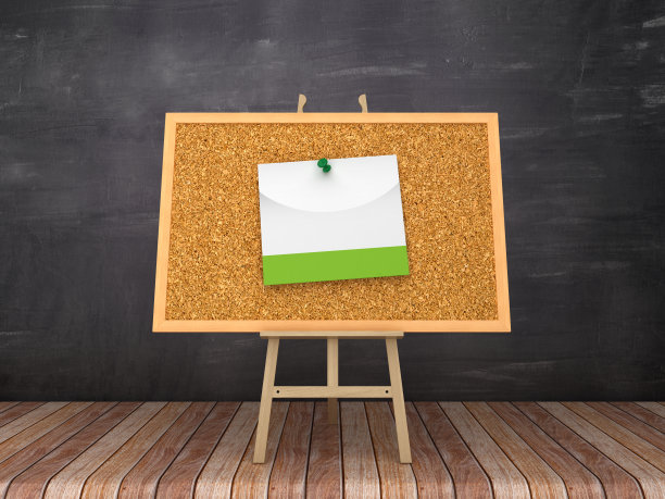 画架与白板框架上的空白日历-黑板背景- 3D渲染图片下载