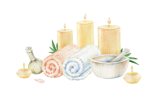 水彩矢量水疗化妆品概念产品。图片下载