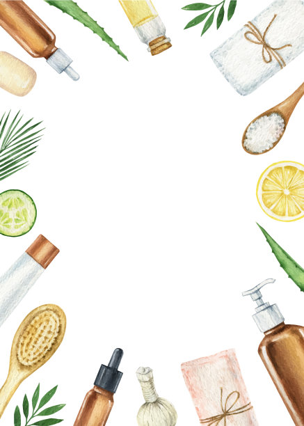 水彩矢量水疗化妆品概念产品。图片下载