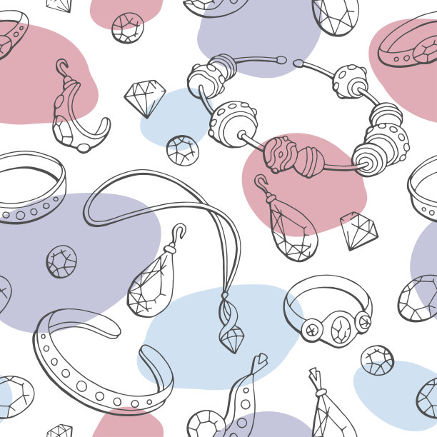 宝石图形颜色无缝模式草图背景插图矢量图片下载