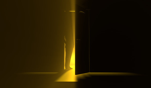 间隔门的房间和人的剪影图片下载