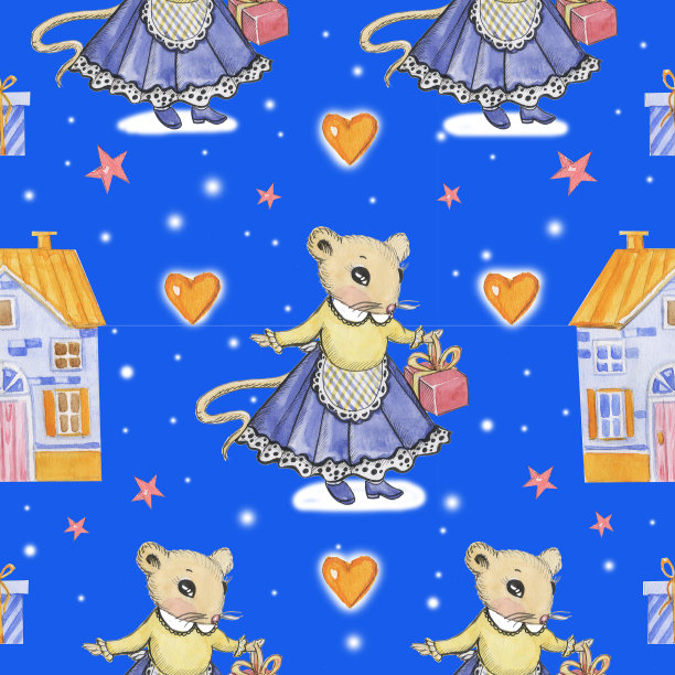 图案鼠标与礼物房子图片下载