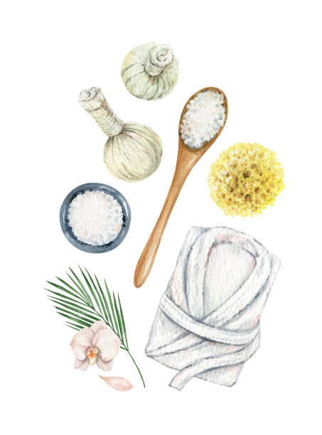 水彩矢量水疗化妆品概念产品。图片下载