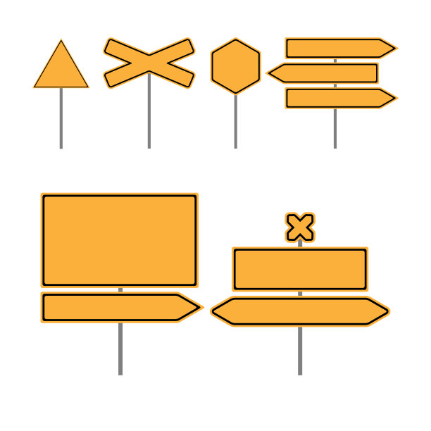 一组信息路标。收集空盘子。简单的矢量图。图片下载