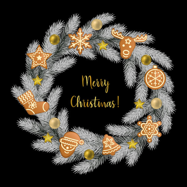 圣诞贺卡与冷杉树框架图片下载