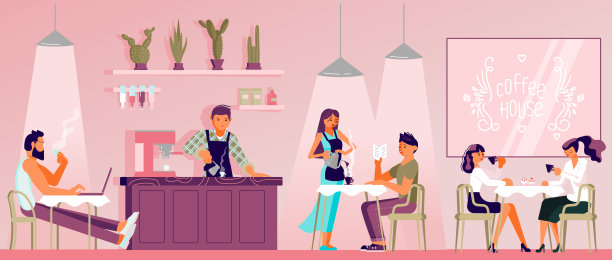 咖啡馆里的人素材图片