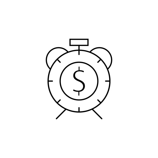 美元，时间，时钟图标。简单的线条，轮廓矢量图标的用户界面和用户体验，网站或移动应用程序图片下载